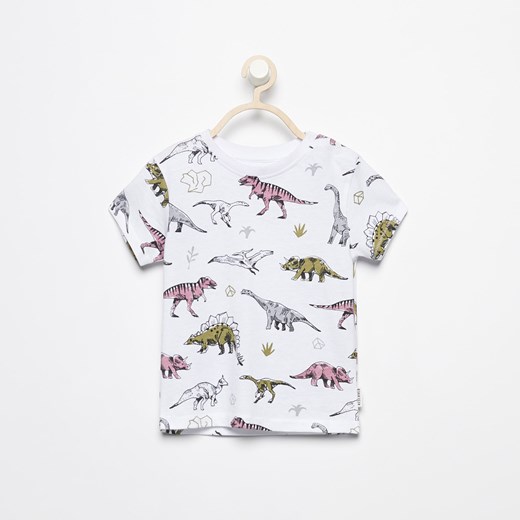 Reserved - T-shirt w dinozaury - Biały Reserved  68 