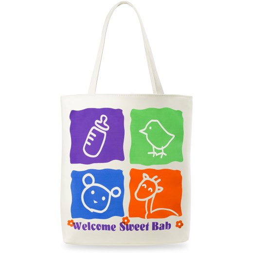 Eko torba płócienna nadruk "sweet baby" na zakupy - biała