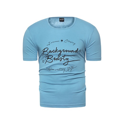 Męska koszulka t-shirt r0010 - niebieska Risardi  S 