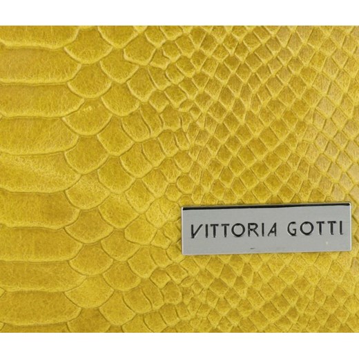 Vittoria Gotti Firmowe Włoskie Torebki Skórzane wzór Aligatora Uniwersalna i na każdą okazję Żółta (kolory)