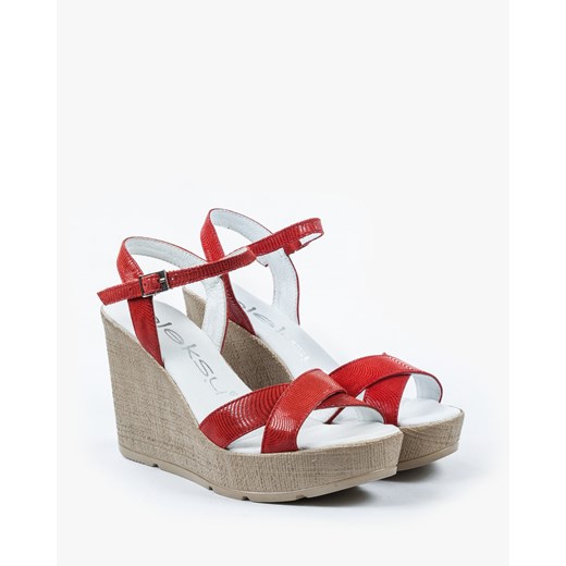 Czerwone sandały damskie 2127/A57  Oleksy 37 okazyjna cena Oleksy - producent obuwia 