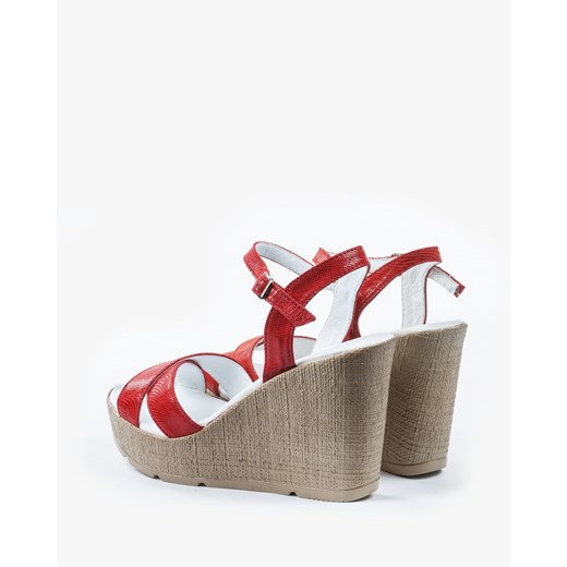 Czerwone sandały damskie 2127/A57  Oleksy 40 okazyjna cena Oleksy - producent obuwia 