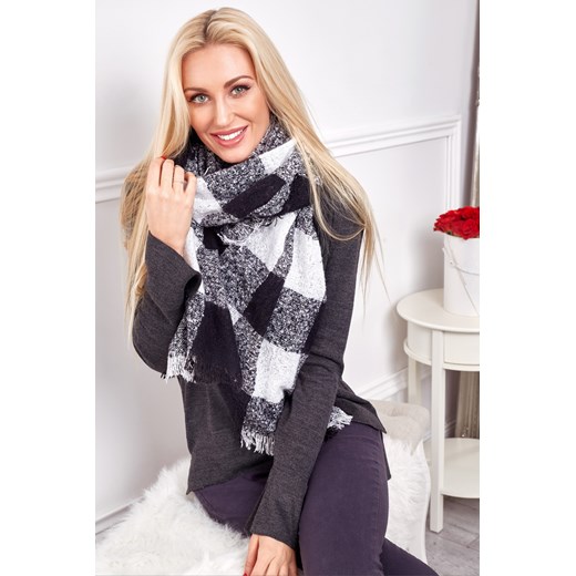 Szalik w kratę czarno-biały Y4023 fasardi uniw fasardi.com