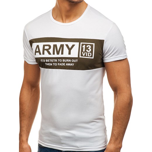 T-shirt męski z nadrukiem biały Denley SS297  Denley.pl M Denley okazyjna cena 