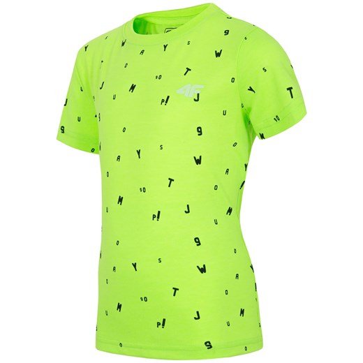 T-shirt dla małych chłopców JTSM117 - soczysta zieleń neon 4f Junior zielony  4F
