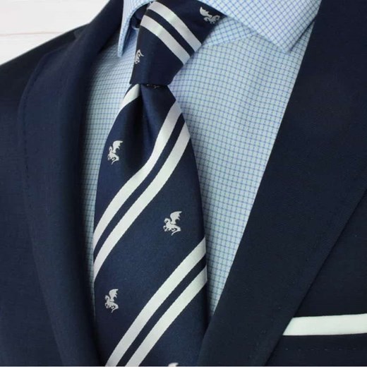 Krawat jedwabny klubowy smok (granatowy) Republic Of Ties niebieski  