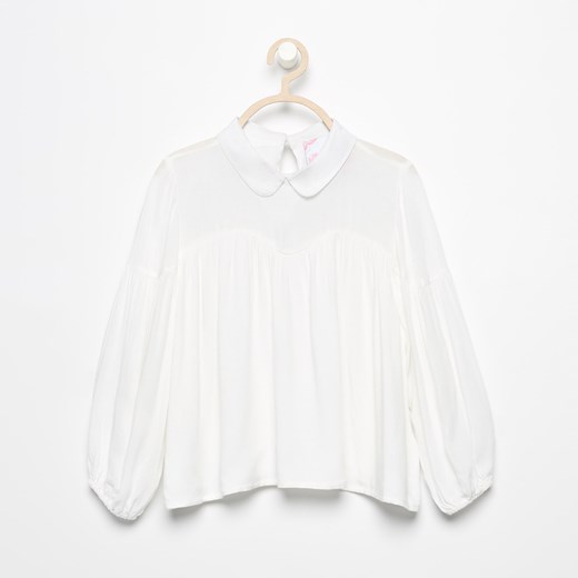 Reserved - Biała bluzka z bufiastymi rękawami - Kremowy bialy Reserved 122 