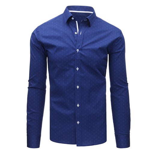 Granatowa koszula męska we wzory z długim rękawem (dx1466) Dstreet  XL 