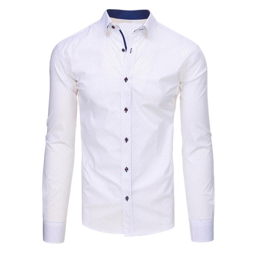 Biała koszula męska we wzory z długim rękawem (dx1457) Dstreet  L 