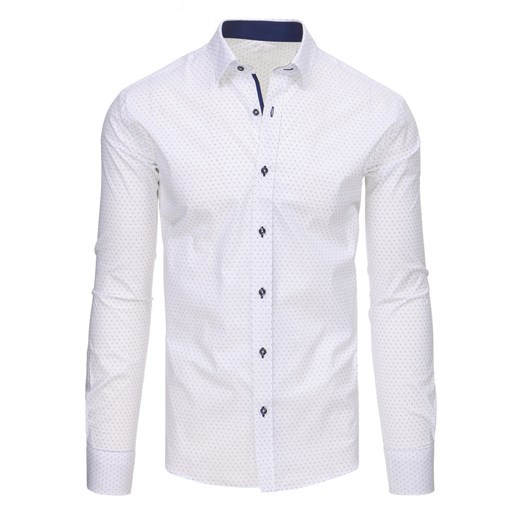 Biała koszula męska we wzory z długim rękawem (dx1473) Dstreet  M 