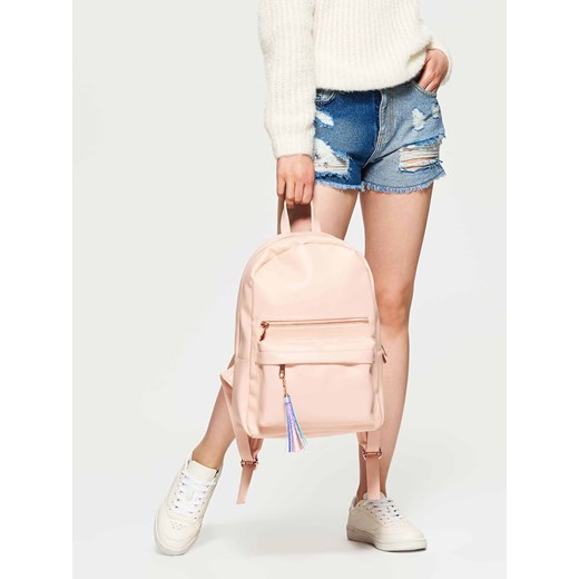 Cropp - Plecak z eko skóry z kontrastową podszewką - Różowy Cropp One Size