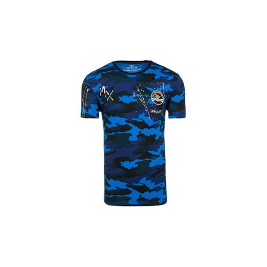 T-shirt męski z nadrukiem moro-niebieski Denley 172173 Denley.pl  XL wyprzedaż Denley 