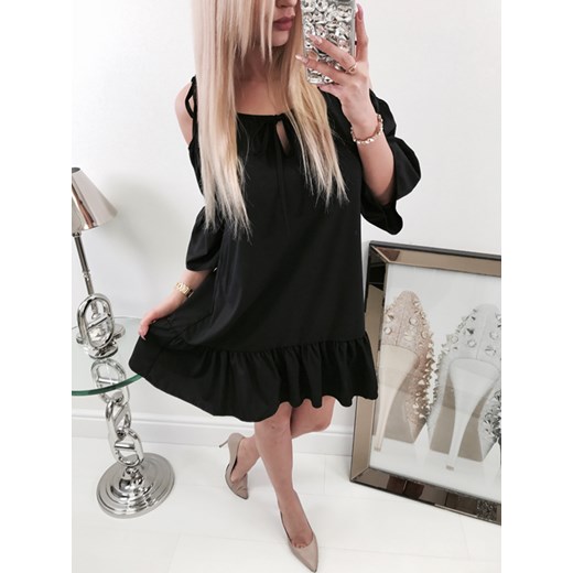 ITALY STYLE LUŹNA SUKIENKA WIĄZANE RAMIONA BLACK uniwersalny 4friko.pl