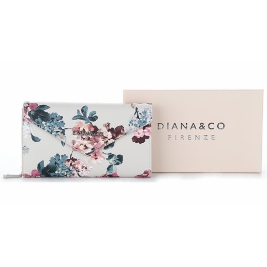 Modny Portfel Damski Diana&Co Firenze wzór Kwiatów Beżowy Diana&Co bezowy  PaniTorbalska
