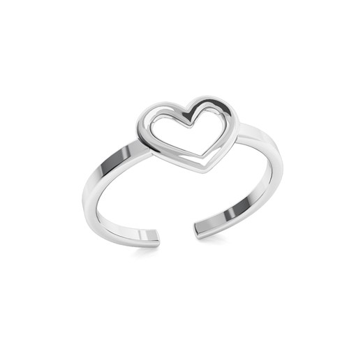 Srebrny pierścionek z sercem, srebro 925 : Srebro - kolor pokrycia - Pokrycie platyną
