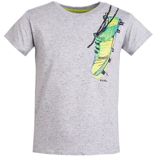 T-shirt z krótkim rękawem i grafiką przód/tył dla chłopca 9- 13 lat szary Endo 134 endo.pl okazyjna cena 
