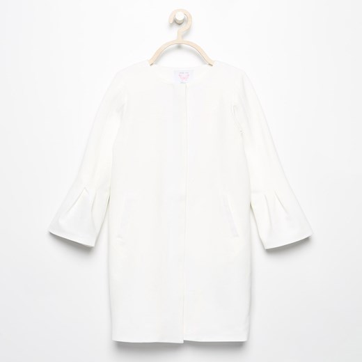 Reserved - Elegancki biały płaszczyk - Kremowy Reserved bialy 158 