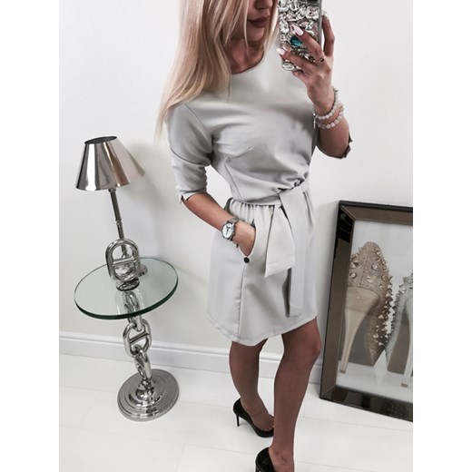 NEW COLLECTION ELEGANCKA BAWEŁNIANA SUKIENKA + PASEK GREY XL 4friko.pl