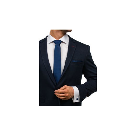 Komplet męski krawat, spinki, poszetka ciemnogranatowy Denley KSP01 Denley.pl  One Size Denley okazja 