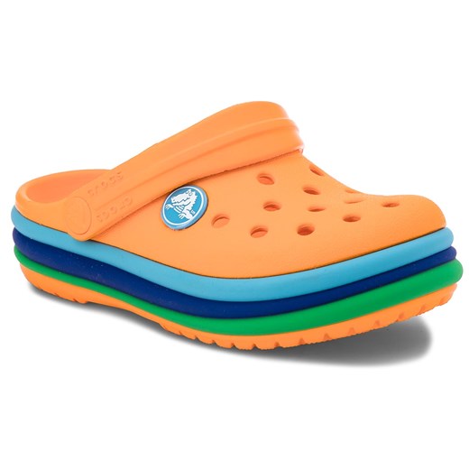 Klapki CROCS - Cb Rainbow Band CLog K 205205  Blazing Orange Crocs zolty 30.5 eobuwie.pl