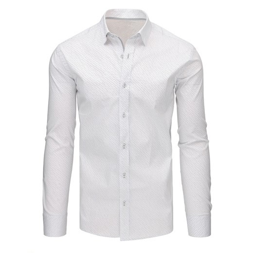 Biała koszula męska we wzory z długim rękawem (dx1498) Dstreet  L 