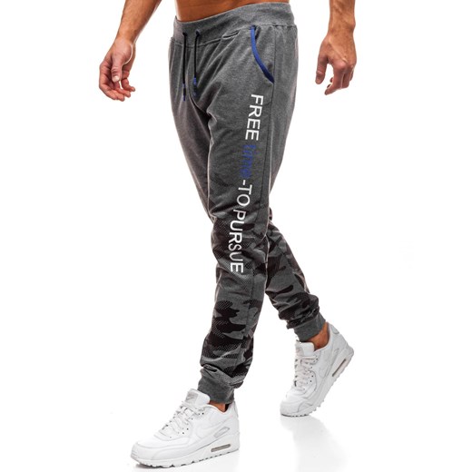Spodnie męskie dresowe joggery grafitowe Denley KK501  Denley.pl 2XL wyprzedaż Denley 