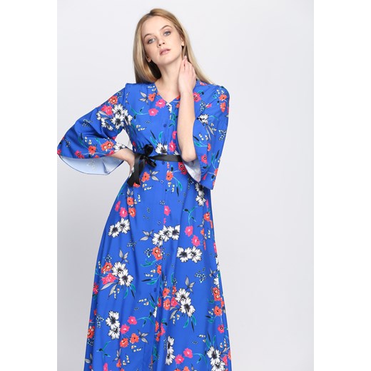 Niebieska Sukienka Oriental Poppy  Born2be uniwersalny okazyjna cena Born2be Odzież 