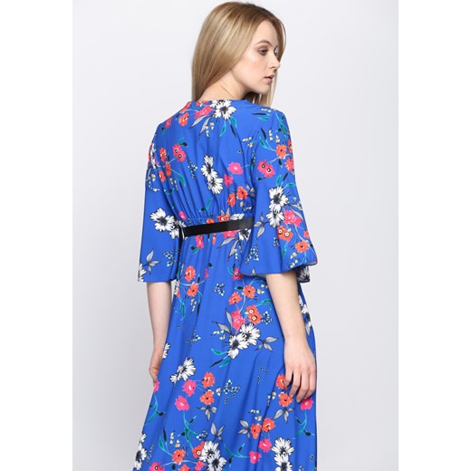 Niebieska Sukienka Oriental Poppy  Born2be uniwersalny okazyjna cena Born2be Odzież 