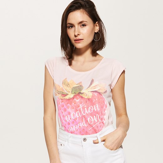 House - T-shirt z truskawką - Różowy  House S 