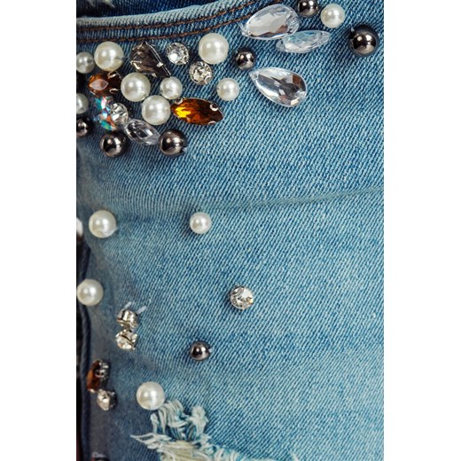 Spodnie jeansowe damskie z kryształkami i dziurami Sublevel  Rock Angel M promocja cityruler2018 
