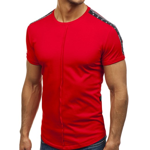 T-shirt męski z nadrukiem czerwony Denley 181395  Denley.pl XL promocja Denley 