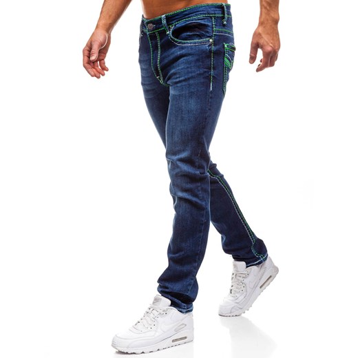 Spodnie jeansowe męskie granatowo-zielone Denley 702 Denley.pl  34/33 Denley okazyjna cena 
