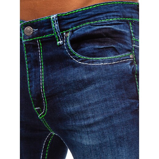 Spodnie jeansowe męskie granatowo-zielone Denley 702  Denley.pl 38/33 Denley okazyjna cena 