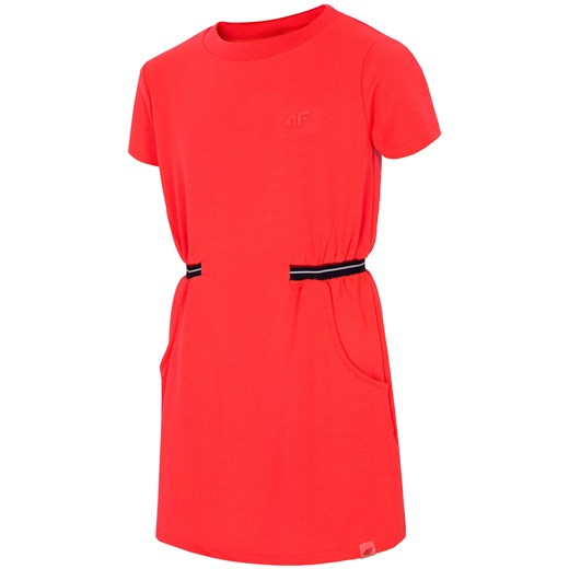 Sukienka dla dużych dziewcząt JSUDD208 - czerwony neon 4f Junior pomaranczowy  4F