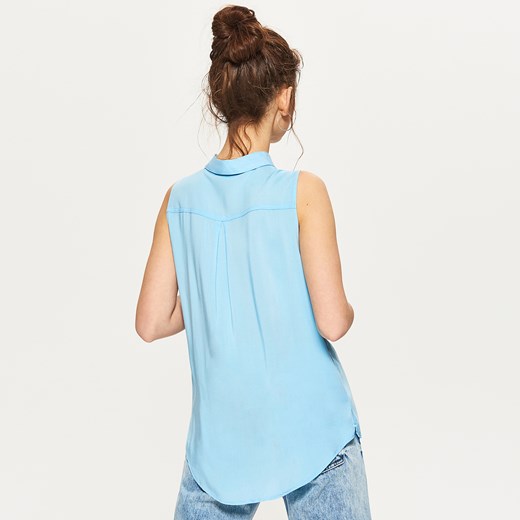 Cropp - Gładka koszula bez rękawów - Niebieski niebieski Cropp XL 