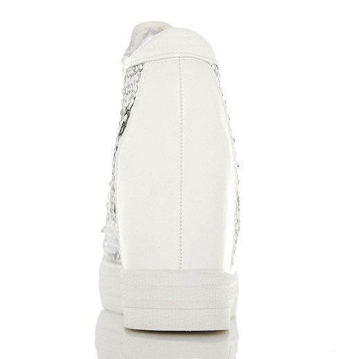 Sneakersy Krótkie Białe Nakrapiane - Złote Zamki Siatka 5658