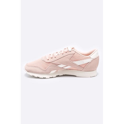 Buty sportowe damskie różowe Reebok Classic do tenisa nylon skórzane wiązane bez wzorów 
