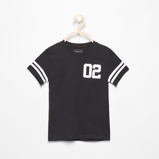 Reserved - T-shirt z kontrastowym nadrukiem - Czarny szary Reserved 98 