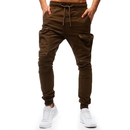 Spodnie męskie joggery brązowe (ux1249) Dstreet czarny L okazja  