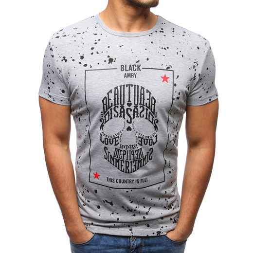 T-shirt męski z nadrukiem szary (rx2799) Dstreet  XL  promocja 