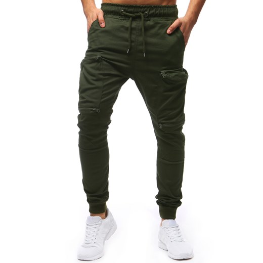 Spodnie męskie joggery zielone (ux1253) czarny Dstreet L okazja  