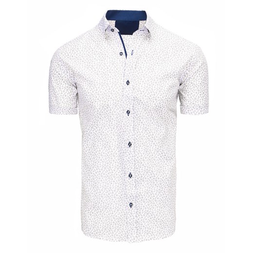 Biała koszula męska we wzory (kx0812)  Dstreet XL okazja  