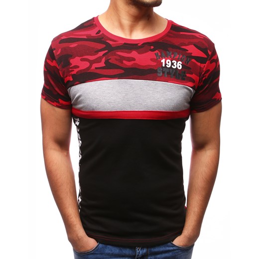 T-shirt męski z nadrukiem czerwony (rx2758)  Dstreet L okazja  