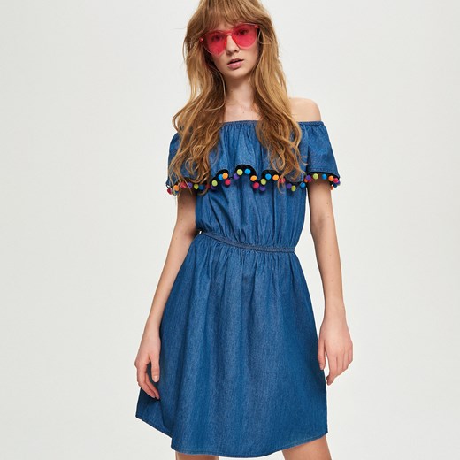 Sinsay - Sukienka z kolorowymi bąbelkami - Niebieski niebieski Sinsay S 