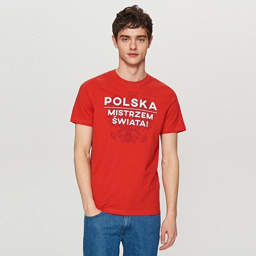 Reserved - T-shirt polska mistrzem świata! - Czerwony Reserved pomaranczowy XL 