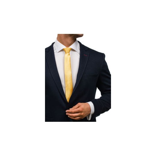 Elegancki krawat męski żółty Denley K001 czarny Denley.pl One Size promocyjna cena Denley 