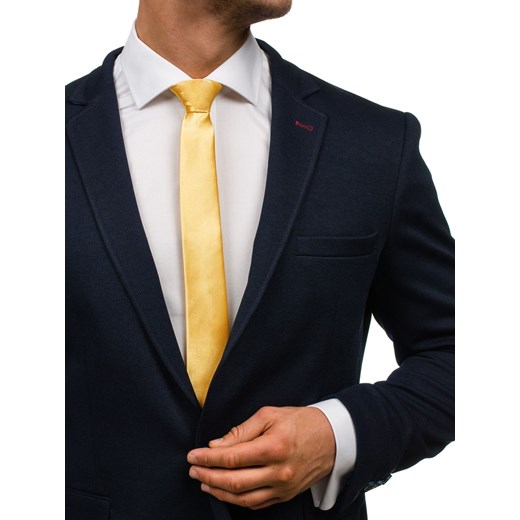 Elegancki krawat męski żółty Denley K001 czarny Denley.pl One Size okazja Denley 
