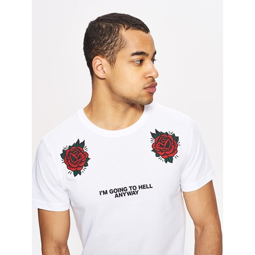 Cropp - Koszulka z motywem róży i napisem - Biały  Cropp XL 