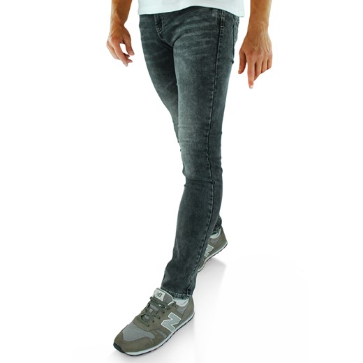 Jeansy męskie slim fit w kolorze szarym RM8142