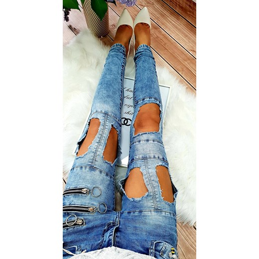 Spodnie jeans DE LUX z broszką Burciaga Butik niebieski M